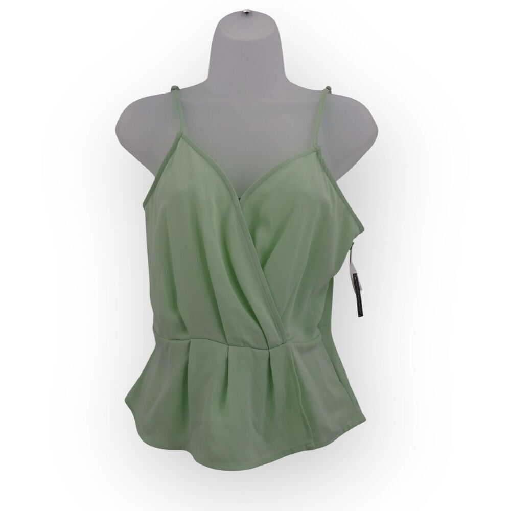 Leith Faux Wrap V-neck Camisole Peplum Lime Green Tank Top Size Small NWT